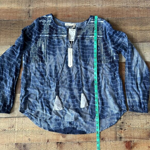 Lovestitch Womens Boho Navy Embroidered Blouse M 100% Cotton NWT - Picture 3 of 7